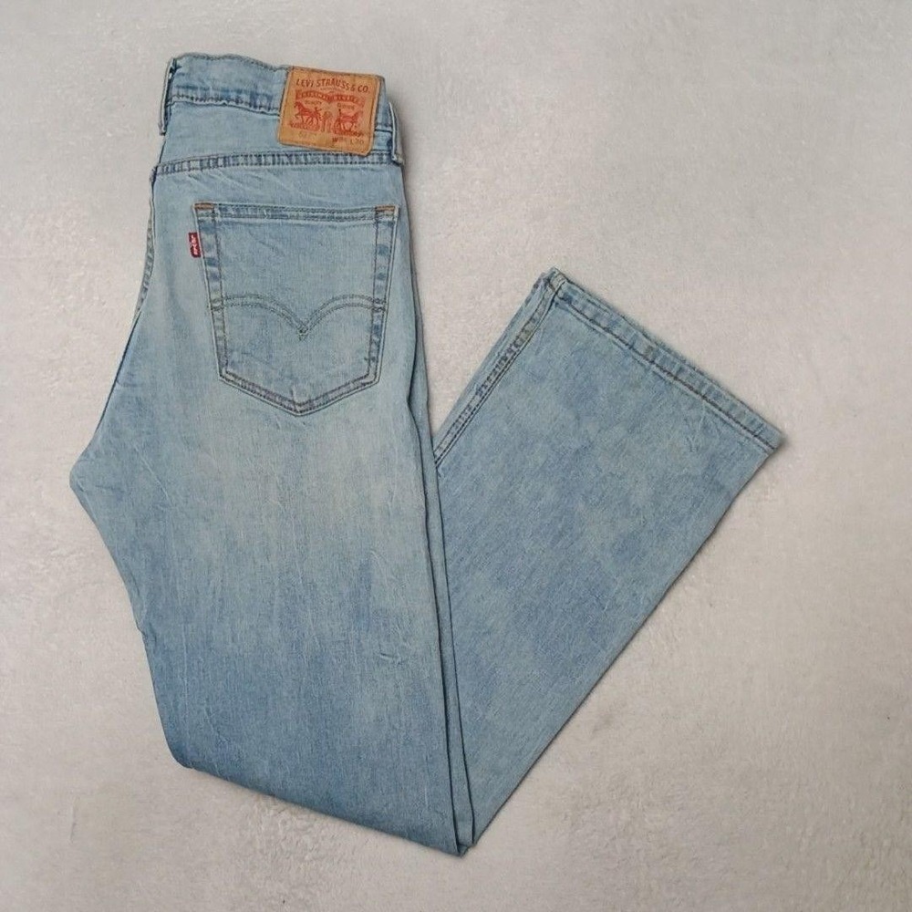 Levis 527 Jeans Mens 34x30 Blue Bootcut Slim Light Wash Denim 5-Pocket